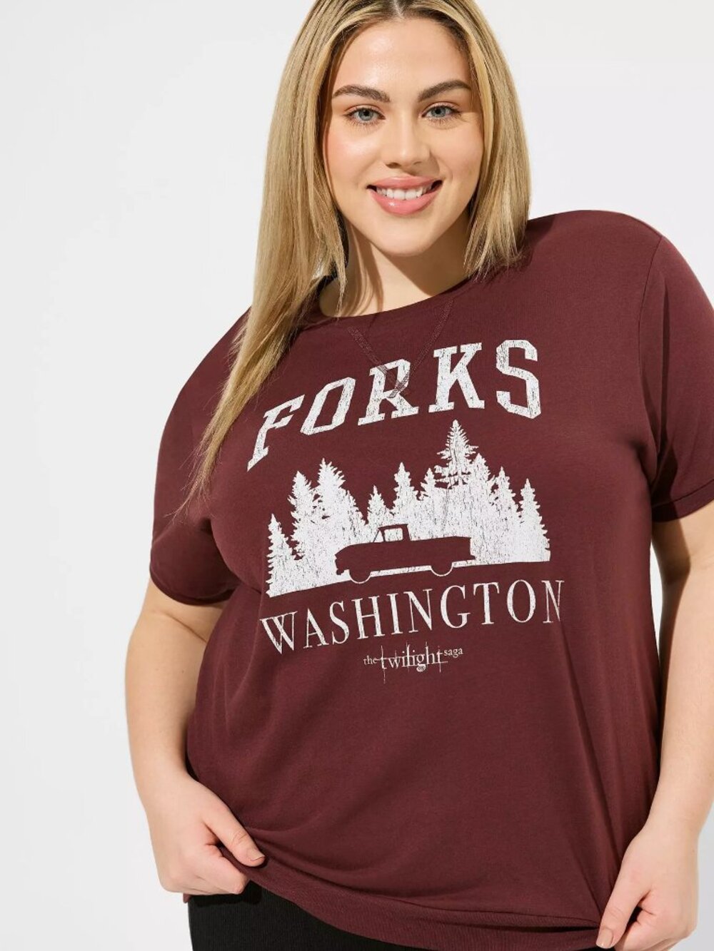 Torrid Twilight Forks Washington Cotton Drop Shoulder Varsity Tee Plus Size 4/4X